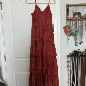 Red Tiered Maxi Dress